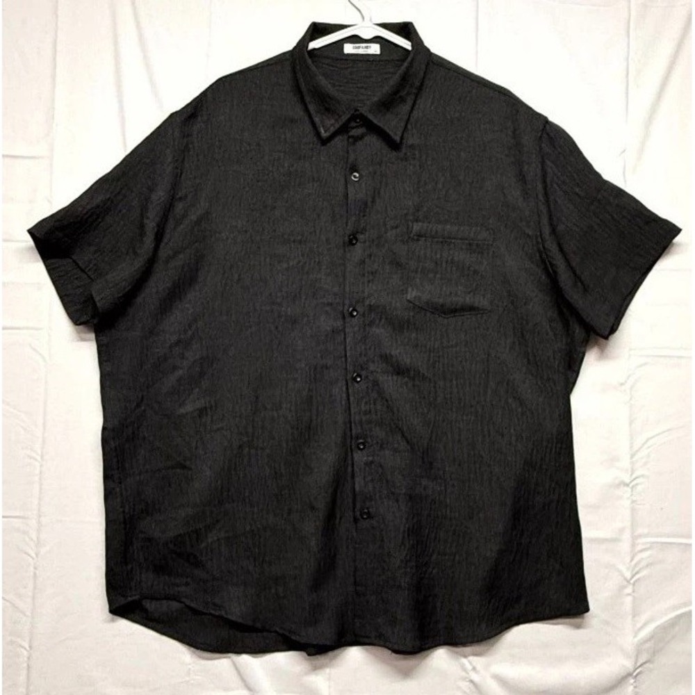 Coofandy Shirt Men 2XL Black Cotton Button Down Short Sleeve Chest Pocket Summer